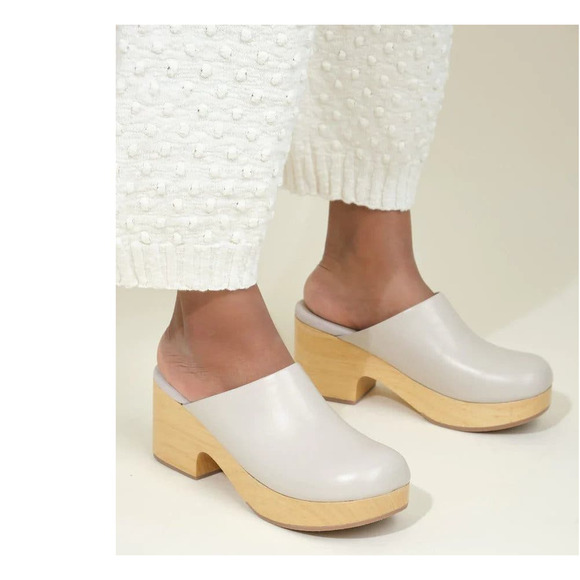 Rachel Comey Blaring Clog Nappa Leather Bone Neutral Grey Taupe Size 9 EUC - Picture 2 of 16